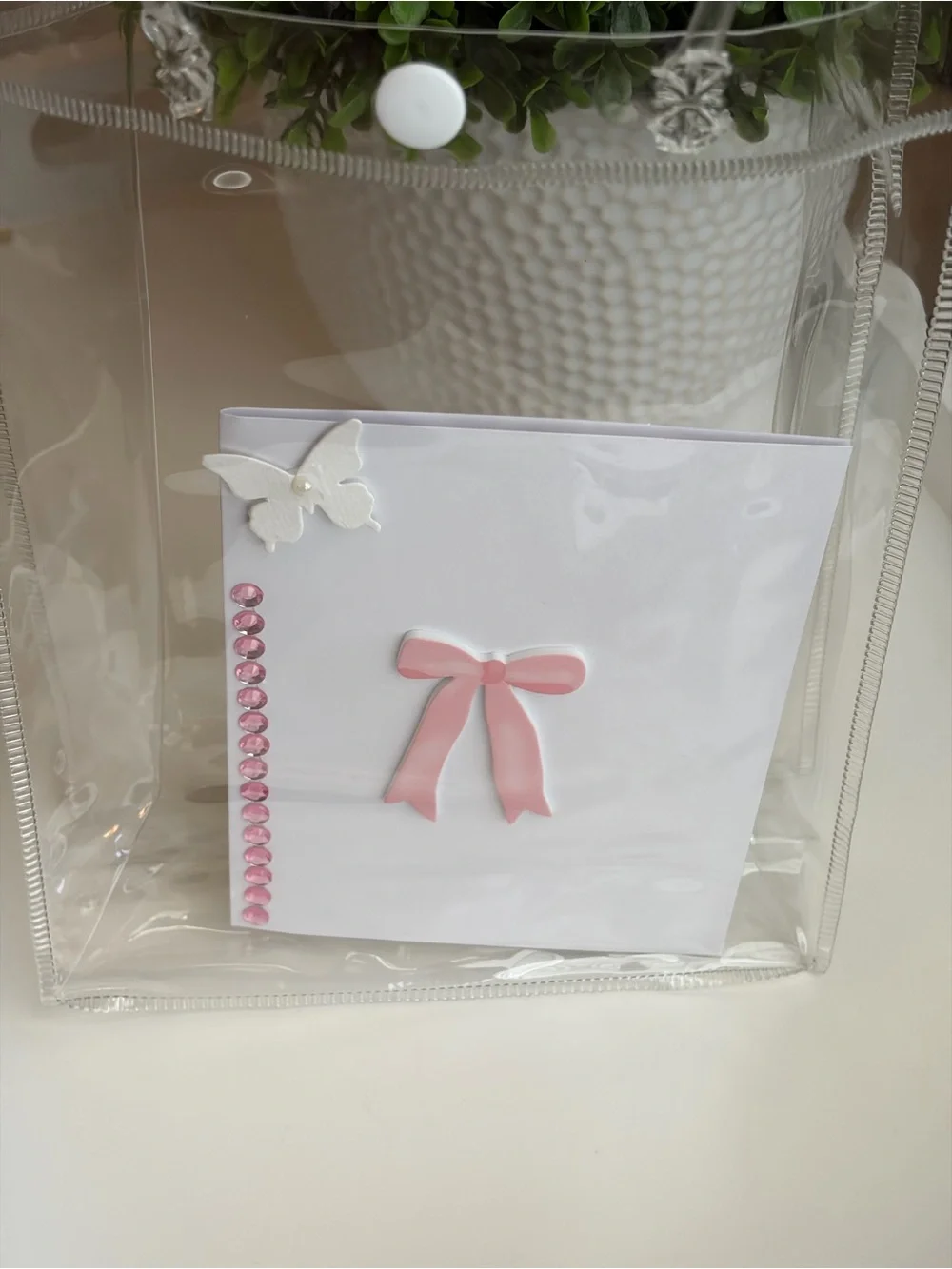Pink Bow Hair Claw & Spa Headband Set in clear tote